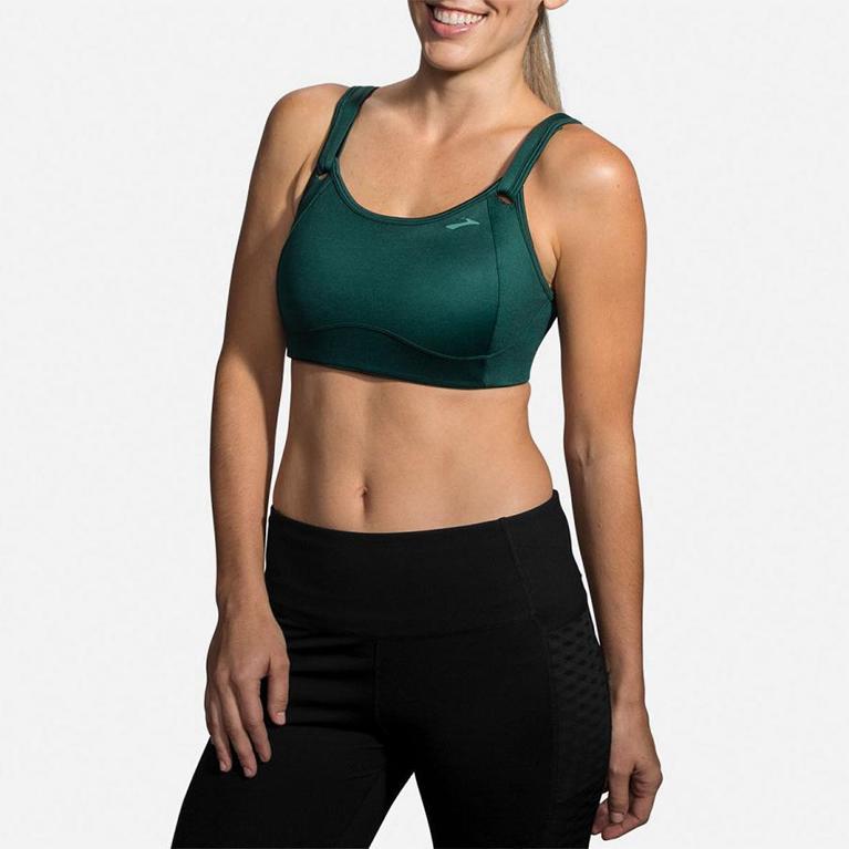 Brooks Womens Fiona Sports Running Bra - Green (394016-VBH)